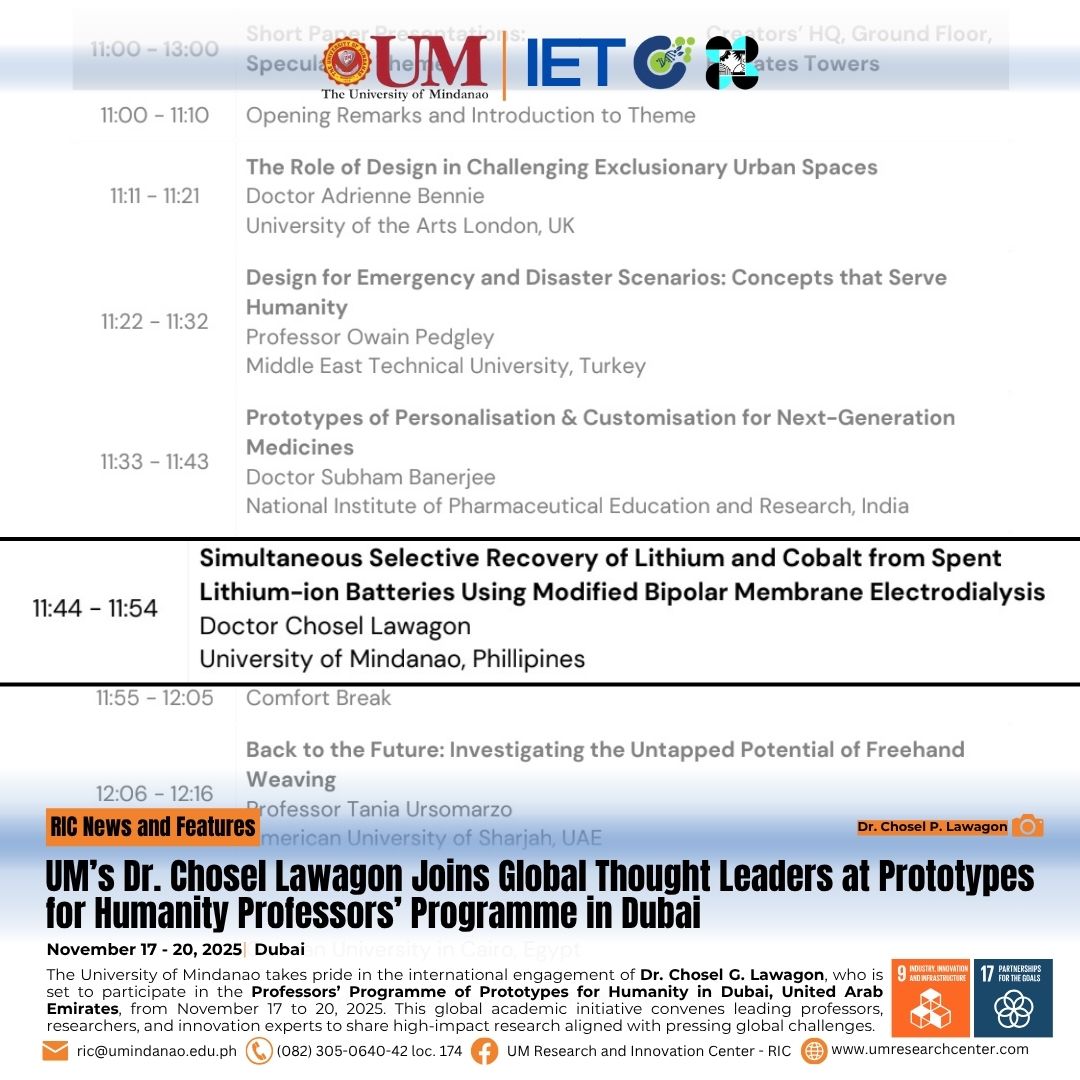 UM`S Dr. Lawagon Joins Global Thought Leaders at Prototypes for Humanity Professors` Programme in Dubai